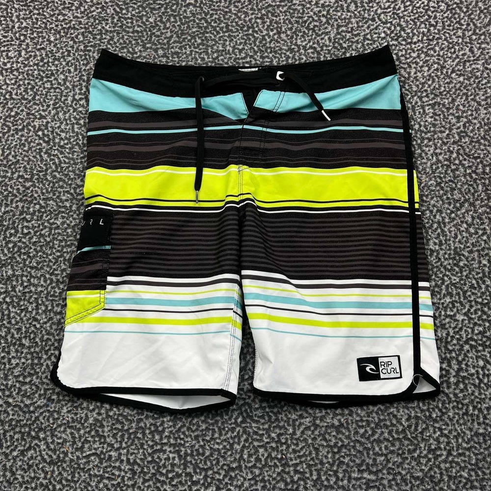 Rip Curl Board‎ Shorts Men 38 Striped Surfing Drawstring Swim Pocket Outdoor